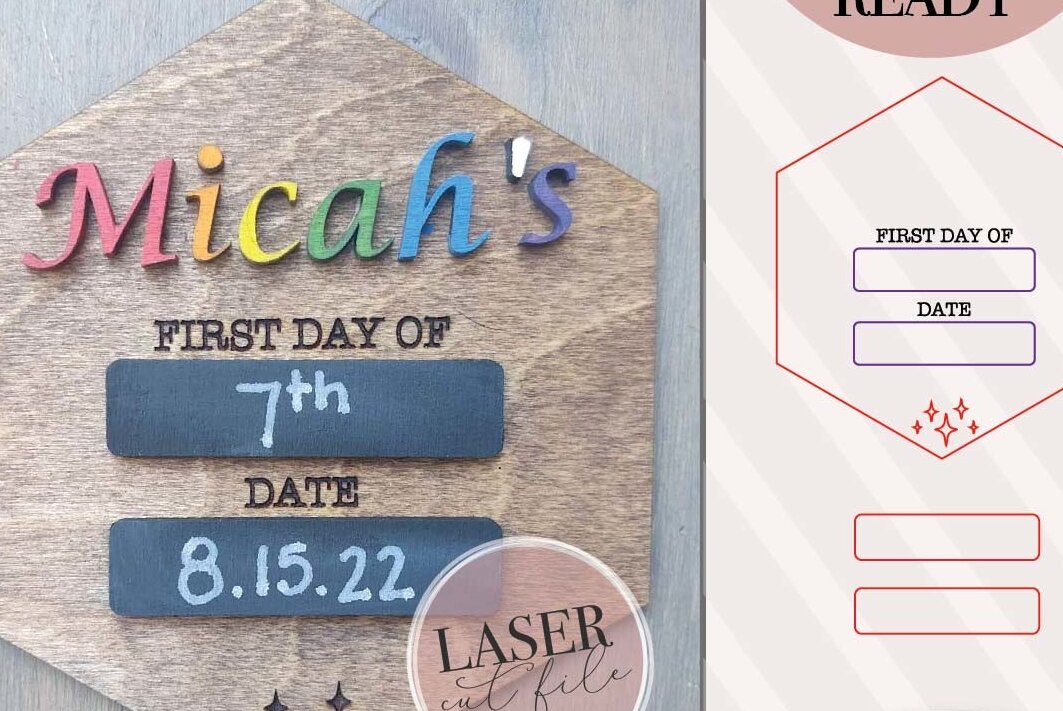 Σετ των 2 Intra απο ξύλο plywood  Χρώμα wenge 3mm-4mm πάχος - Πρώτη μέρα σχολείου Ξύλινη πινακίδα Δίασταση 4x4 cm INTRAFABR-102290379