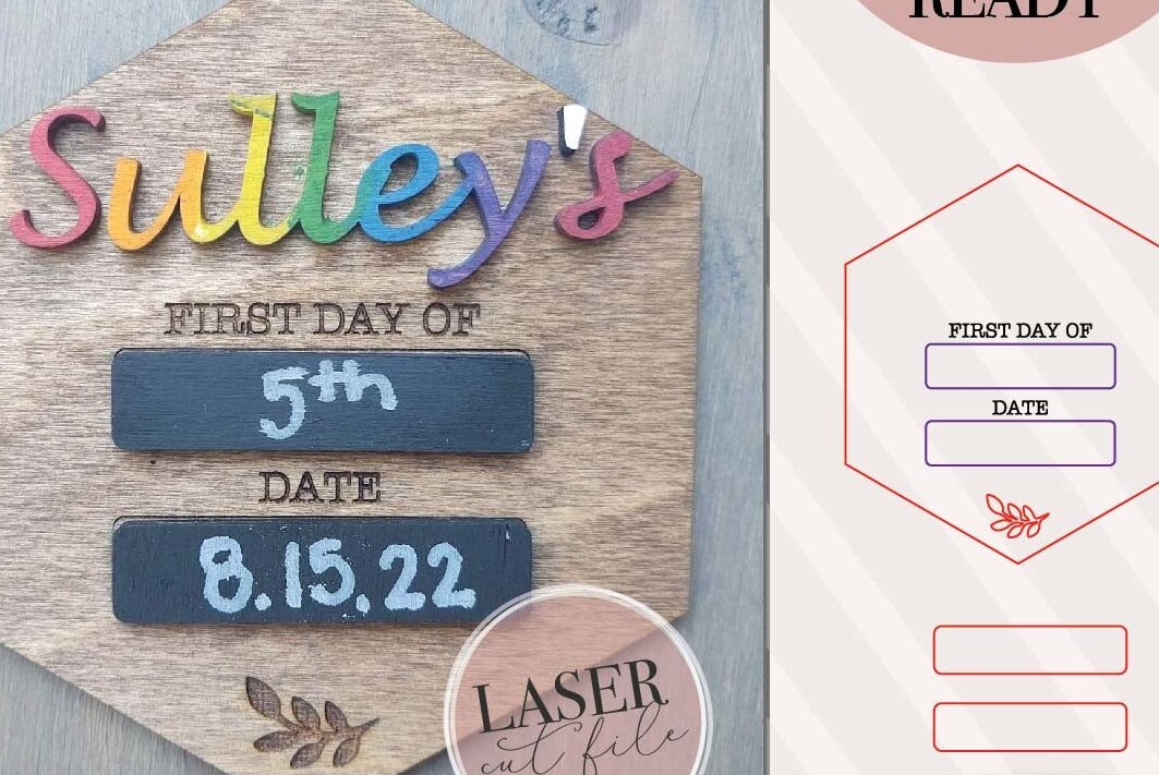 Σετ των 2 Intra απο ξύλο plywood  Χρώμα wenge 3mm-4mm πάχος - Πρώτη μέρα σχολείου Ξύλινη πινακίδα Δίασταση 4x4 cm INTRAFABR-102289730