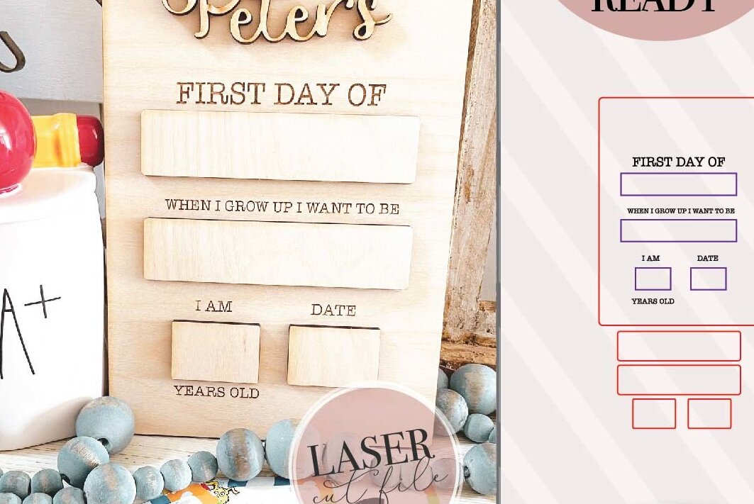 Σετ των 2 Intra απο ξύλο plywood  Χρώμα wenge 3mm-4mm πάχος - Πρώτη μέρα σχολείου Ξύλινη πινακίδα Δίασταση 4x4 cm INTRAFABR-123373917