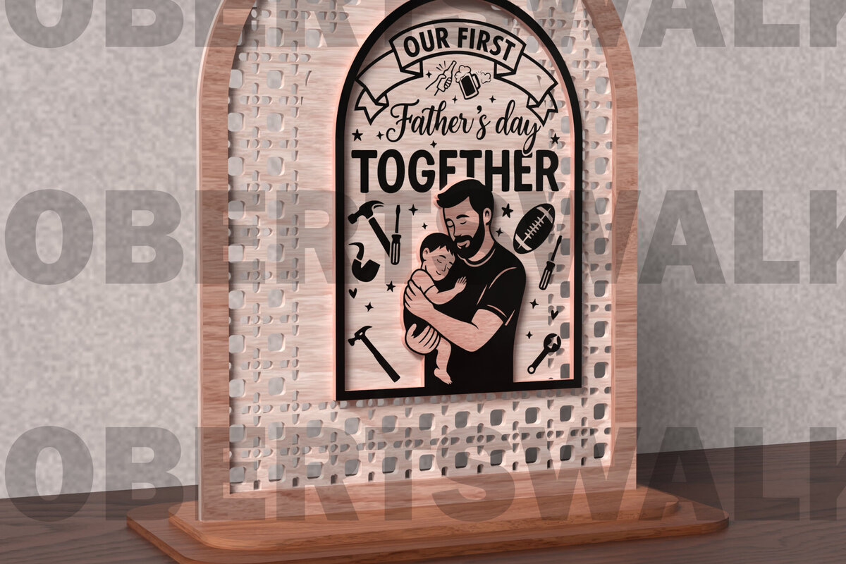 Σετ των 2 Intra απο ξύλο plywood  Χρώμα wenge 3mm-4mm πάχος - Πρώτη Γιορτή του Πατέρα μαζί Σ Δίασταση 20x20 cm INTRAFABR-115554842