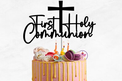 Σετ των 2 Intra απο ξύλο plywood  Χρώμα wenge 3mm-4mm πάχος - Πρώτη Θεία Κοινωνία Cake Topper Δίασταση 20x20 cm INTRAFABR-122549789