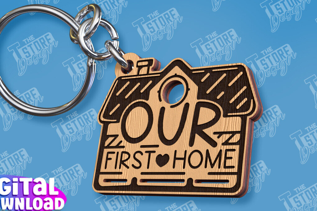 Σετ των 2 Intra απο ξύλο plywood  Χρώμα wenge 3mm-4mm πάχος - Μπρελόκ πρώτου σπιτιού | Δώρο για τακτοποίηση σπιτιού Δίασταση 4x4 cm INTRAFABR-78168942