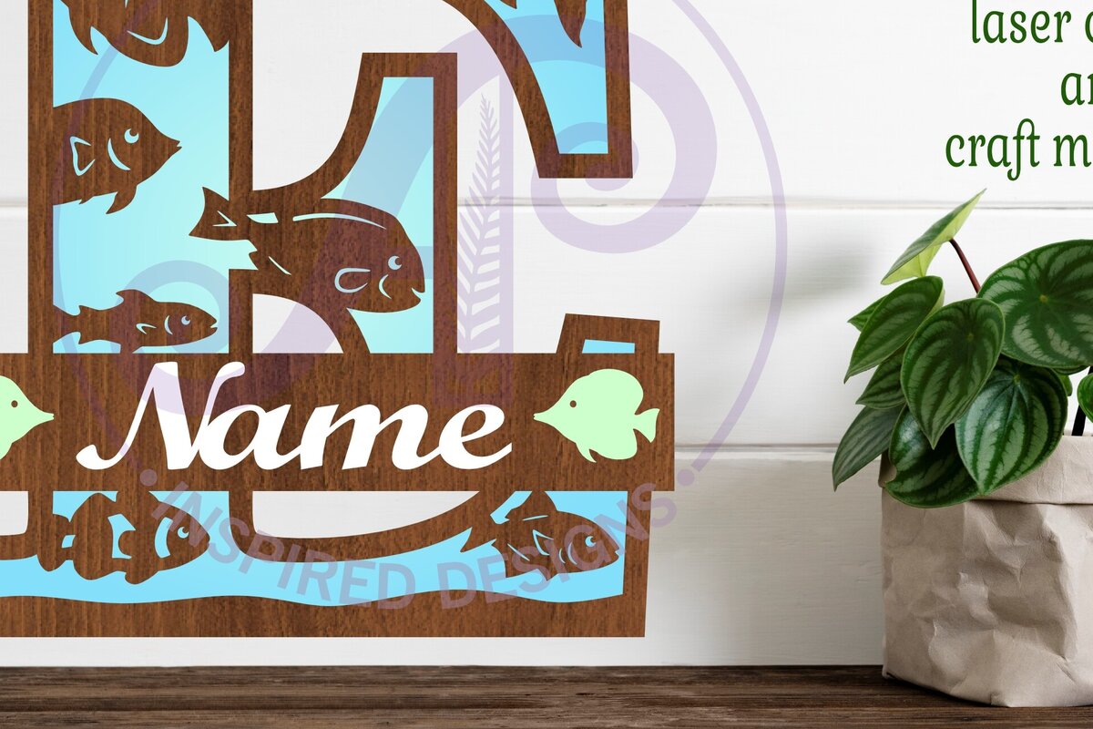 Intra απο ξύλο plywood  Χρώμα wenge 3mm-4mm πάχος - Μονόγραμμα Fish Capital Letter E Δίασταση 30x20 cm INTRAFABR-101719357