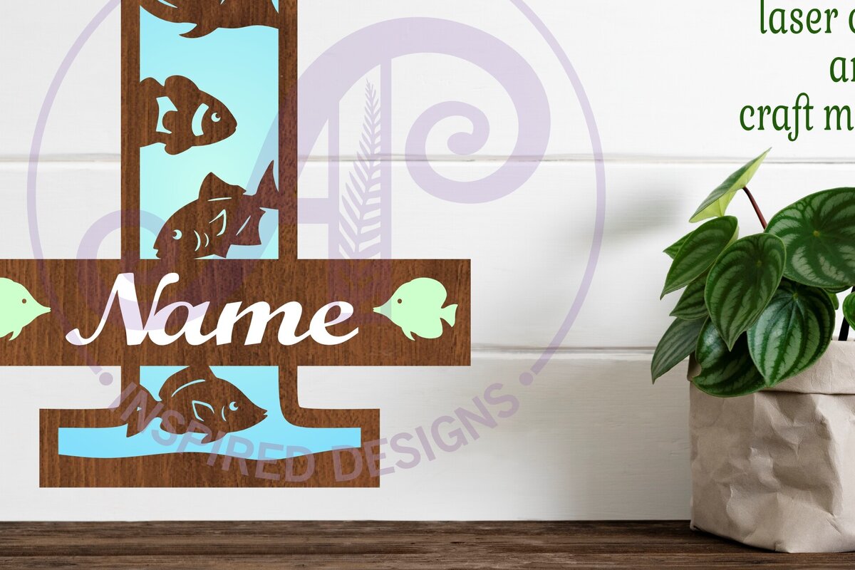 Intra απο ξύλο plywood  Χρώμα wenge 3mm-4mm πάχος - Μονόγραμμα Fish Capital Letter I Δίασταση 30x20 cm INTRAFABR-111445332