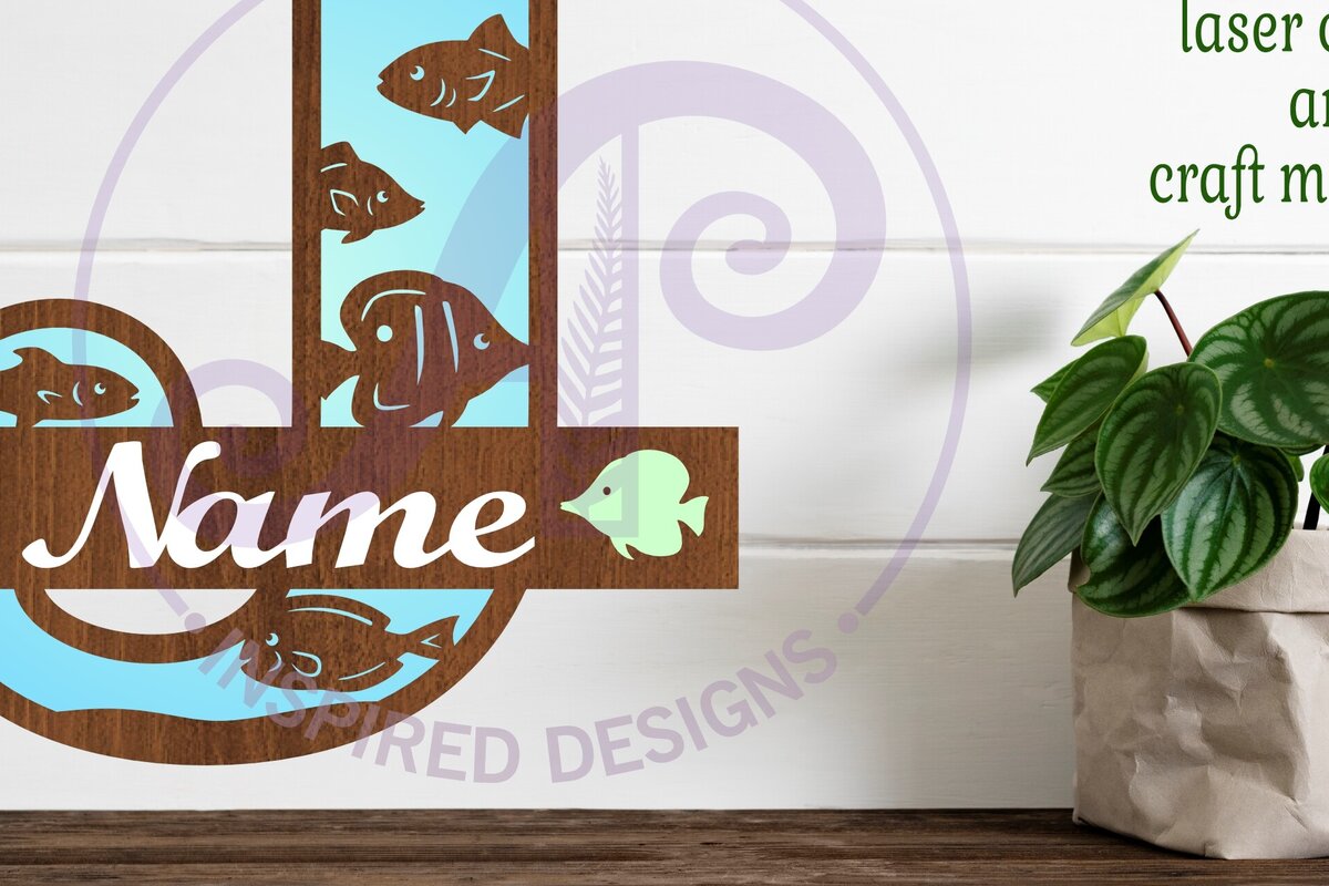 Intra απο ξύλο plywood  Χρώμα wenge 3mm-4mm πάχος - Μονόγραμμα Fish Capital Letter J Δίασταση 30x20 cm INTRAFABR-102037743