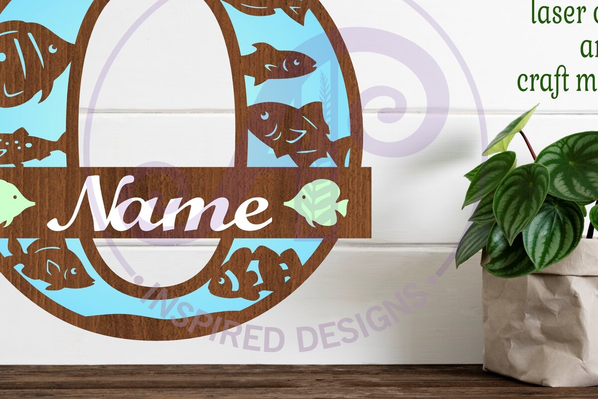 Intra απο ξύλο plywood  Χρώμα wenge 3mm-4mm πάχος - Μονόγραμμα Fish Capital Letter O Δίασταση 30x20 cm INTRAFABR-20954136