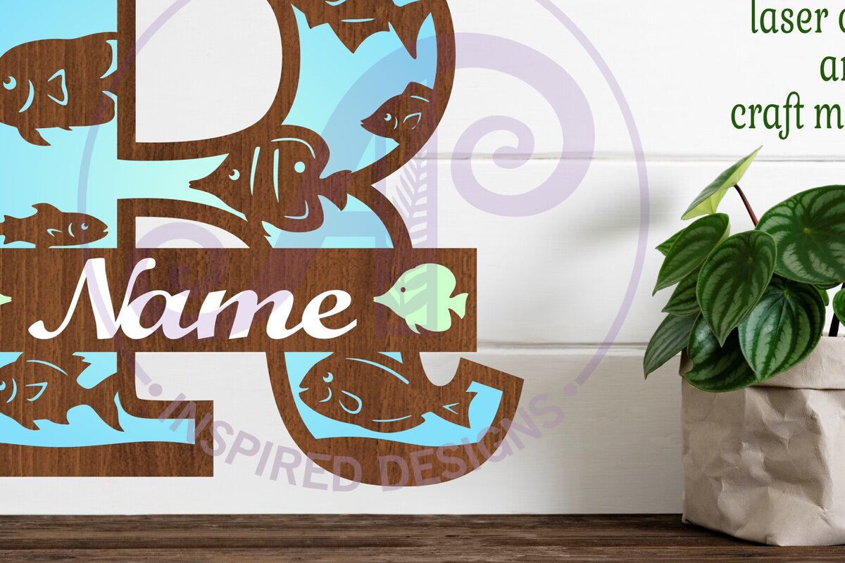 Intra απο ξύλο plywood  Χρώμα wenge 3mm-4mm πάχος - Μονόγραμμα Fish Capital Letter R Δίασταση 30x20 cm INTRAFABR-35503425