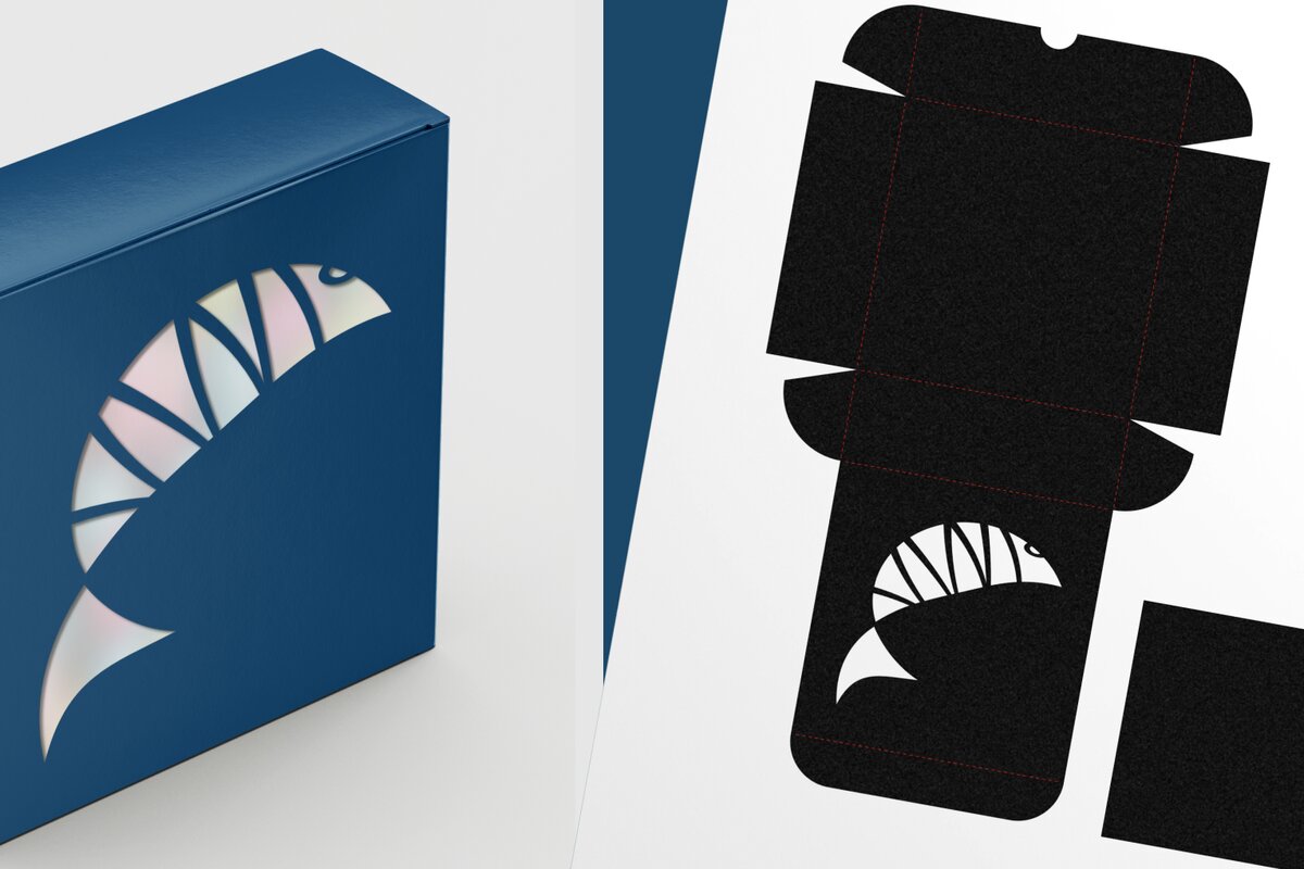 Σετ των 2 Intra απο ξύλο plywood  Χρώμα wenge 3mm-4mm πάχος - Πρότυπο λεπτού τετραγωνικού κουτιού Fish Cutout 2 Δίασταση 6x6 cm INTRAFABR-112036508