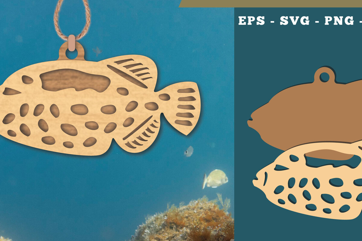 Σετ των 2 Intra απο ξύλο plywood  Χρώμα wenge 3mm-4mm πάχος - Στολίδι με ψαριών 4 Δίασταση 6x6 cm INTRAFABR-68690802