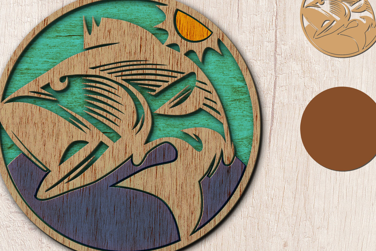 Intra απο ξύλο plywood  Χρώμα wenge 3mm-4mm πάχος - Έτοιμο Fish Laser Δίασταση 30x20 cm INTRAFABR-111185364