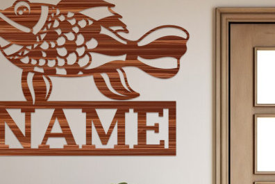 Intra απο ξύλο plywood  Χρώμα wenge 3mm-4mm πάχος - Σημάδι ονόματος ψαριού Δίασταση 30x20 cm INTRAFABR-119257268