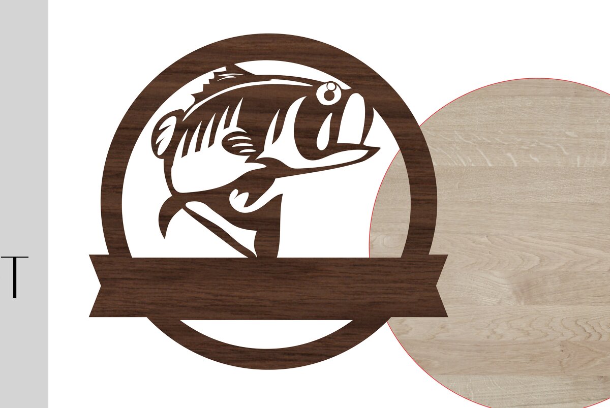 Σετ των 2 Intra απο ξύλο plywood  Χρώμα wenge 3mm-4mm πάχος - Ψάρια καλωσορίσματος σημάδι και κενό Δίασταση 20x20 cm INTRAFABR-68691258