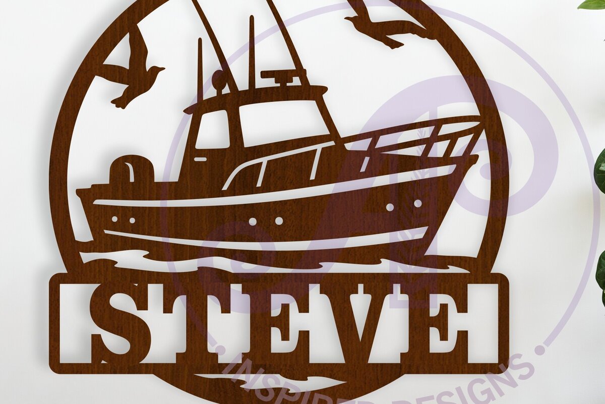 Intra απο ξύλο plywood  Χρώμα wenge 3mm-4mm πάχος - Πινακίδα τέχνης τοίχου ονόματος αλιευτικού σκάφους, Δίασταση 40x50 cm INTRAFABR-119257289