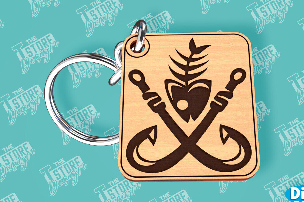 Σετ των 2 Intra απο ξύλο plywood  Χρώμα wenge 3mm-4mm πάχος - Μπρελόκ ψαρέματος | Fisherman Design |CNC Δίασταση 4x4 cm INTRAFABR-68692057