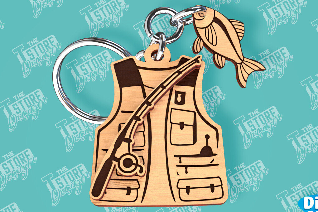 Σετ των 2 Intra απο ξύλο plywood  Χρώμα wenge 3mm-4mm πάχος - Μπρελόκ ψαρέματος | Fisherman Design |CNC Δίασταση 4x4 cm INTRAFABR-102185999