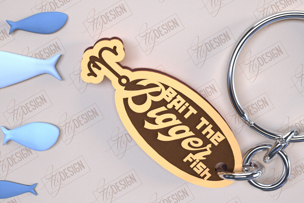 Σετ των 2 Intra απο ξύλο plywood  Χρώμα wenge 3mm-4mm πάχος - Μπρελόκ ψαρέματος | Δώρο Ψαράς | CNC Δίασταση 4x4 cm INTRAFABR-96562377