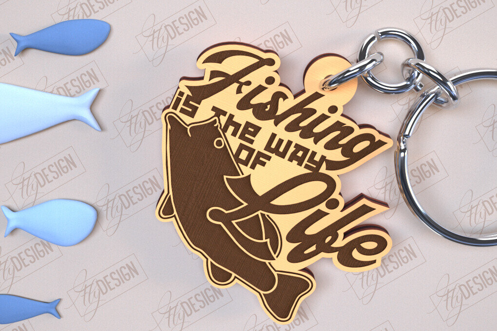 Σετ των 2 Intra απο ξύλο plywood  Χρώμα wenge 3mm-4mm πάχος - Μπρελόκ ψαρέματος | Δώρο Ψαράς | CNC Δίασταση 4x4 cm INTRAFABR-68692305