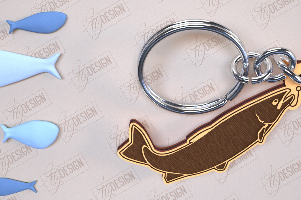 Σετ των 2 Intra απο ξύλο plywood  Χρώμα wenge 3mm-4mm πάχος - Μπρελόκ ψαρέματος | Δώρο Ψαράς | CNC Δίασταση 4x4 cm INTRAFABR-56475864