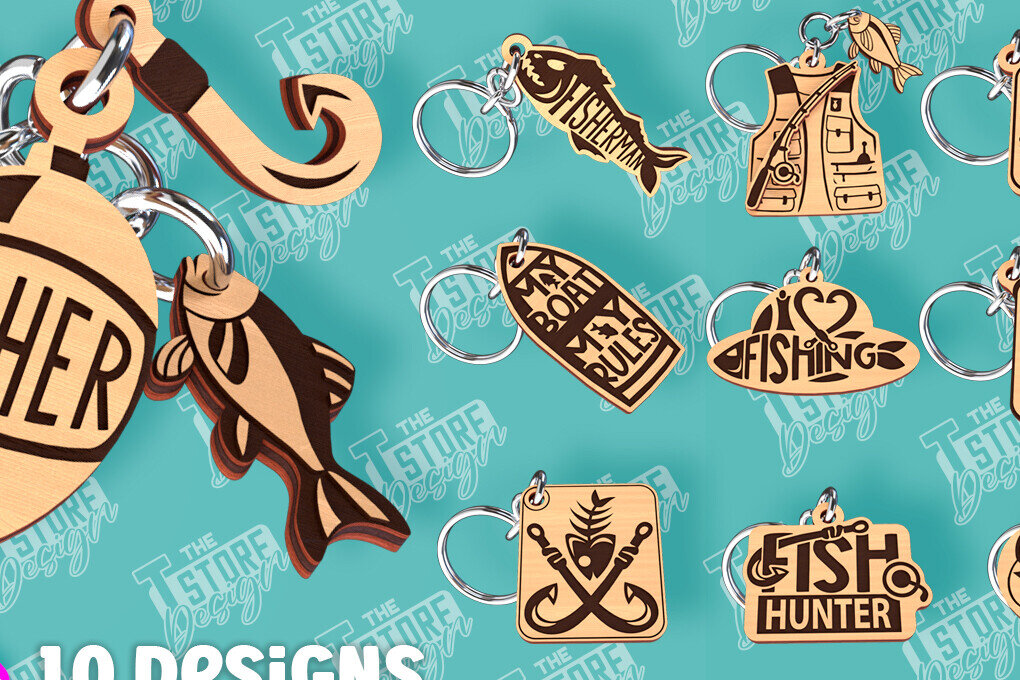 Σετ των 2 Intra απο ξύλο plywood  Χρώμα wenge 3mm-4mm πάχος - Πακέτο σχεδίασης κοπής με λέιζερ μπρελόκ ψαρέματος Δίασταση 4x4 cm INTRAFABR-116226234