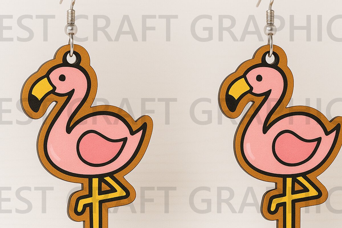 Σετ των 3 Intra απο ξύλο plywood  Χρώμα wenge 3mm-4mm πάχος - Σκουλαρίκια Flamingo Δίασταση 3x3 cm INTRAFABR-96733866