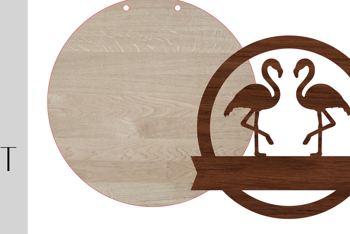 Σετ των 2 Intra απο ξύλο plywood  Χρώμα wenge 3mm-4mm πάχος - Σημάδι καλωσορίσματος και κενό Flamingo Δίασταση 20x20 cm INTRAFABR-68694820