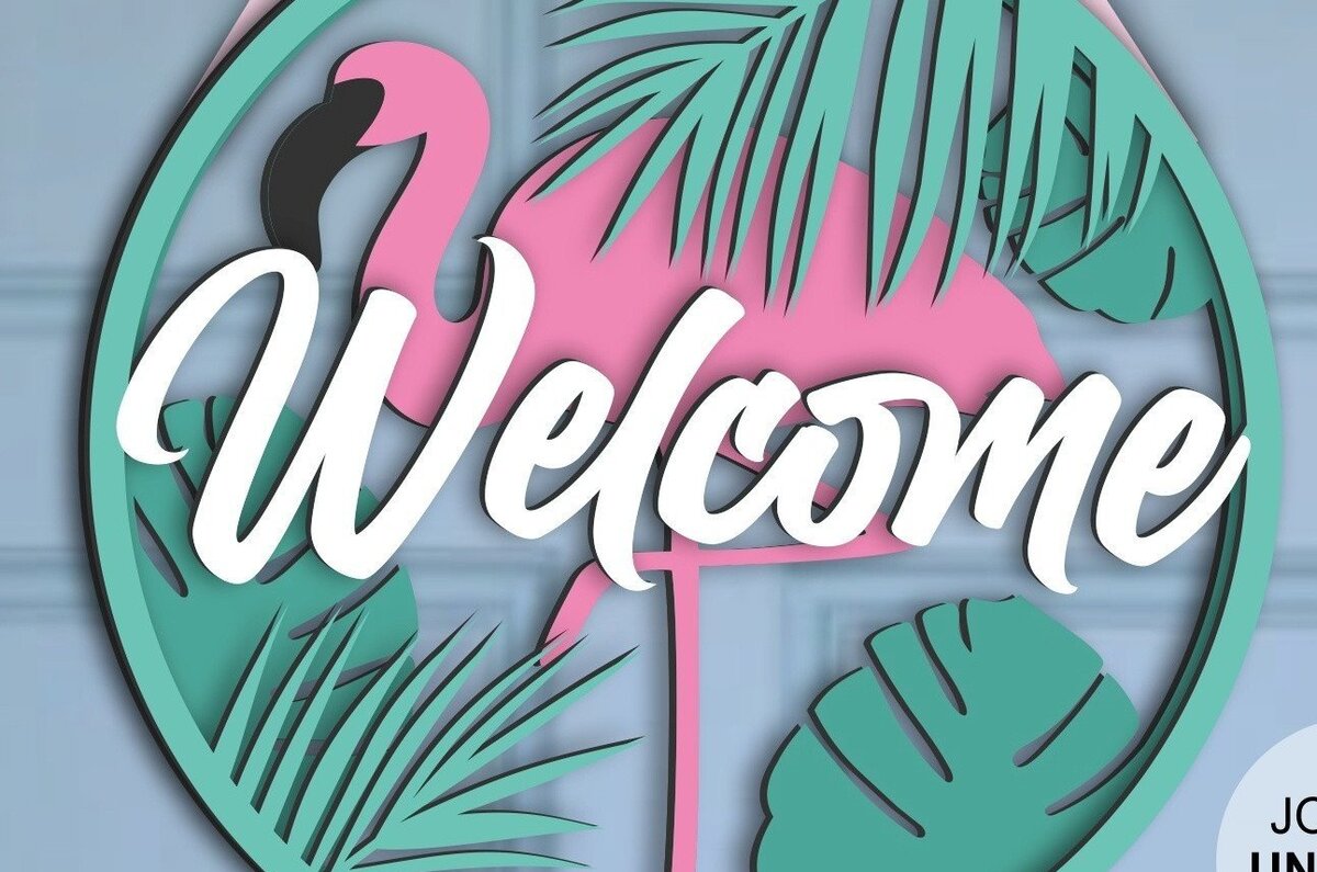 Σετ των 2 Intra απο ξύλο plywood  Χρώμα wenge 3mm-4mm πάχος - Σημάδι καλωσορίσματος Flamingo Δίασταση 20x20 cm INTRAFABR-113333129