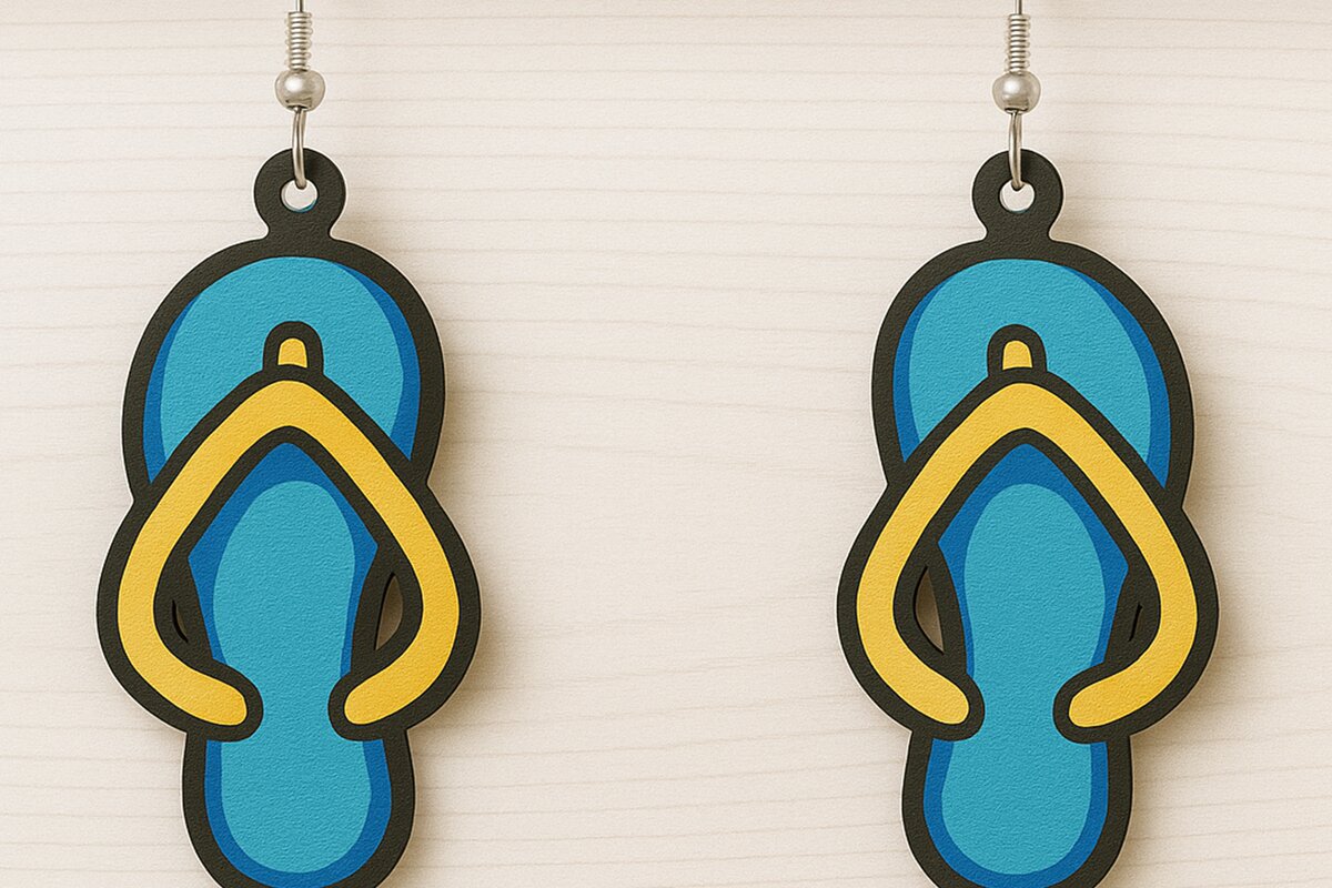 Σετ των 3 Intra απο ξύλο plywood  Χρώμα wenge 3mm-4mm πάχος - Σκουλαρίκια Flip Flop Summer Δίασταση 3x3 cm INTRAFABR-68695755