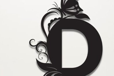 Intra απο ξύλο plywood  Χρώμα wenge 3mm-4mm πάχος - Floral Alphabet , D Letter Δίασταση 30x20 cm INTRAFABR-96804977