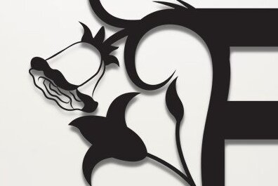 Intra απο ξύλο plywood  Χρώμα wenge 3mm-4mm πάχος - Floral Alphabet , F γράμμα Δίασταση 30x20 cm INTRAFABR-113447213