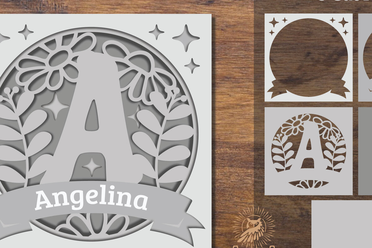 Intra απο ξύλο plywood  Χρώμα wenge 3mm-4mm πάχος - Floral Alphabet Shadow Box - Γράμμα α Δίασταση 25x25 cm INTRAFABR-123036432