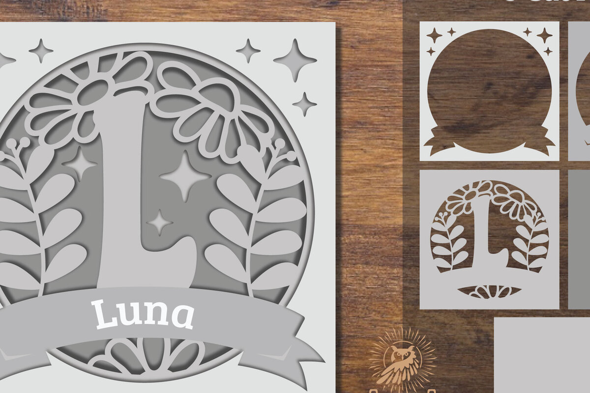 Intra απο ξύλο plywood  Χρώμα wenge 3mm-4mm πάχος - Floral Alphabet Shadow Box - Letter L Δίασταση 25x25 cm INTRAFABR-88072743