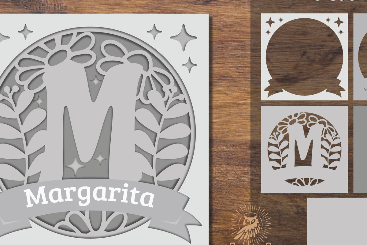 Intra απο ξύλο plywood  Χρώμα wenge 3mm-4mm πάχος - Floral Alphabet Shadow Box - Letter M Δίασταση 25x25 cm INTRAFABR-88072776