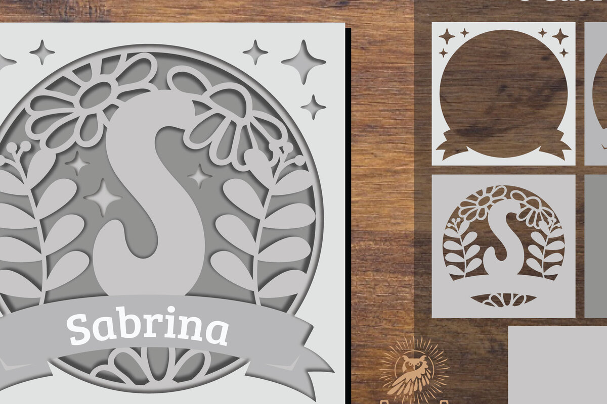 Intra απο ξύλο plywood  Χρώμα wenge 3mm-4mm πάχος - Floral Alphabet Shadow Box - Letter S Δίασταση 25x25 cm INTRAFABR-88150372