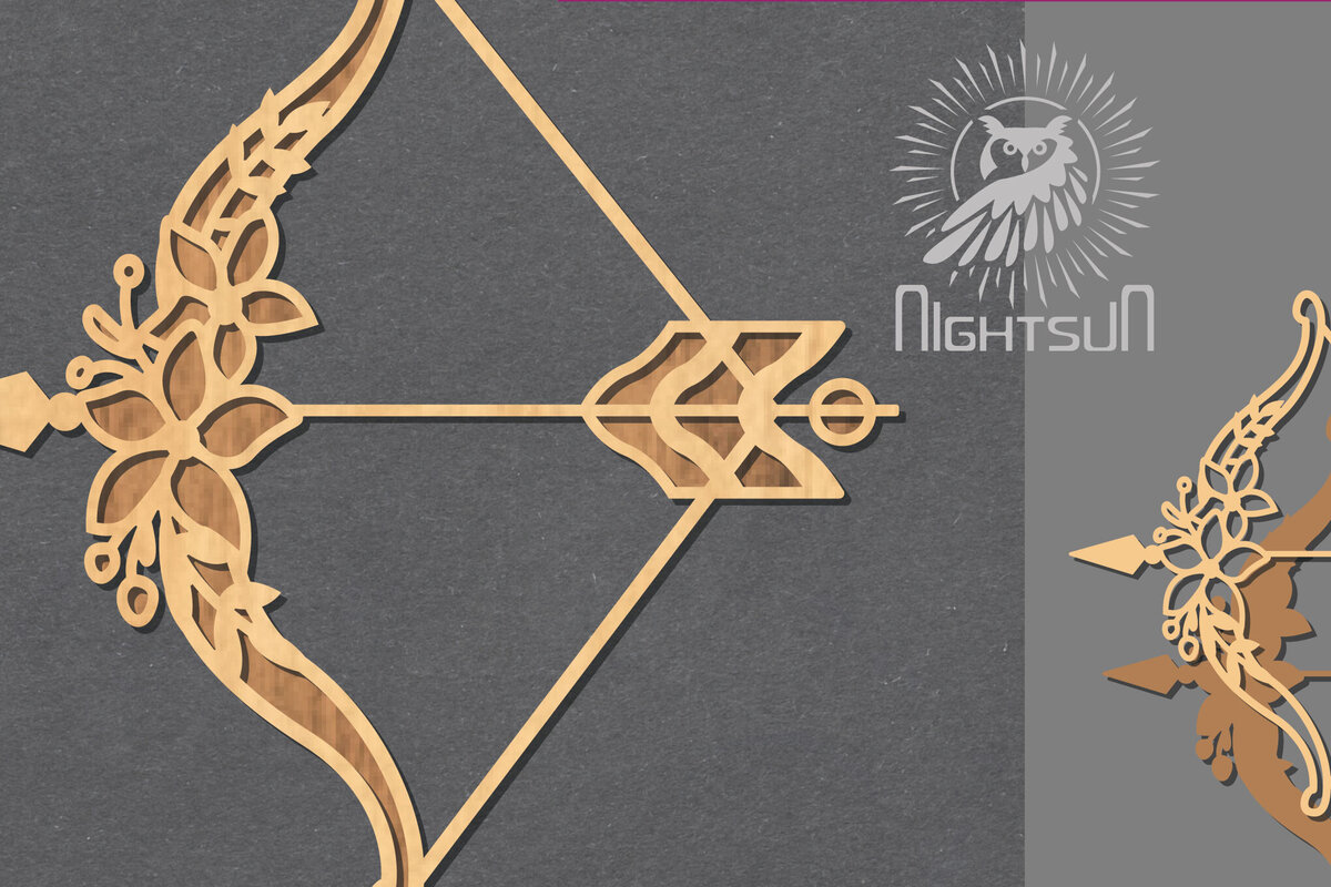 Σετ των 2 Intra απο ξύλο plywood  Χρώμα wenge 3mm-4mm πάχος - Floral Arrow Decoration 4 Δίασταση 20x20 cm INTRAFABR-112039669