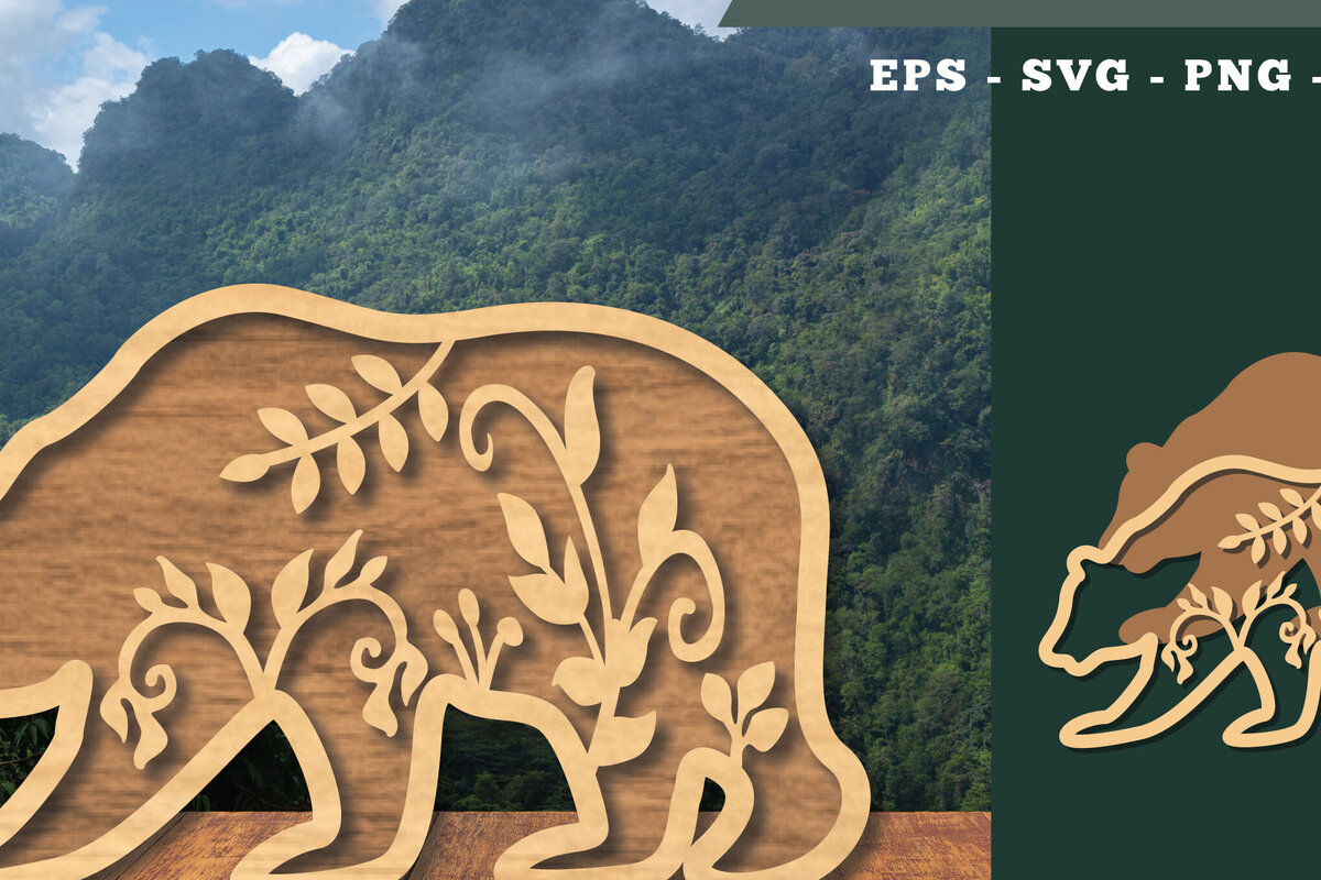 Σετ των 2 Intra απο ξύλο plywood  Χρώμα wenge 3mm-4mm πάχος - Floral Bear Decoration 4 Δίασταση 20x20 cm INTRAFABR-96805076