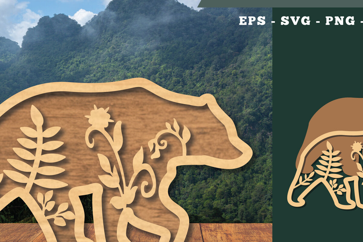 Σετ των 2 Intra απο ξύλο plywood  Χρώμα wenge 3mm-4mm πάχος - Floral Bear Decoration 6 Δίασταση 20x20 cm INTRAFABR-108739067