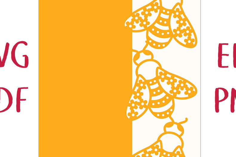 Σετ των 2 Intra απο ξύλο plywood  Χρώμα wenge 3mm-4mm πάχος - Floral Bees Lace Edge Card Δίασταση 7x5 cm INTRAFABR-115304420