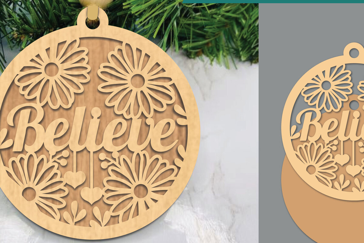 Σετ των 2 Intra απο ξύλο plywood  Χρώμα wenge 3mm-4mm πάχος - Στολίδι Floral Believe Δίασταση 6x6 cm INTRAFABR-102420167