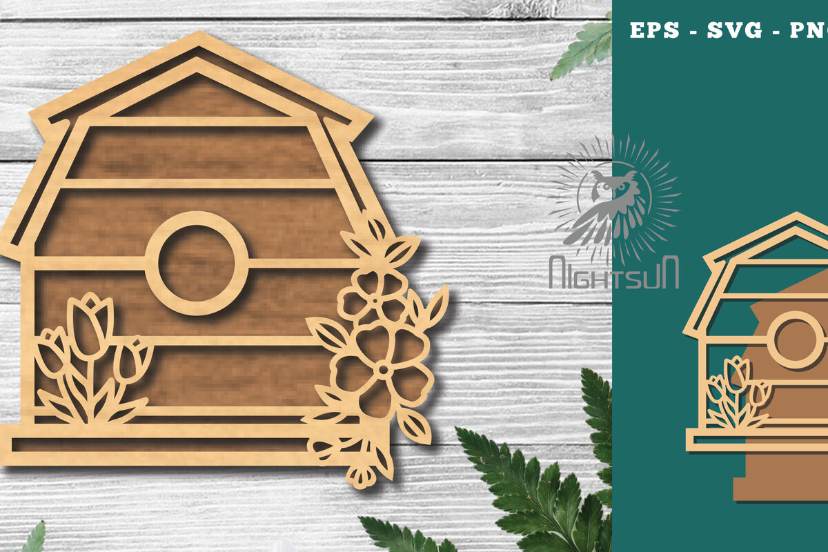 Σετ των 2 Intra απο ξύλο plywood  Χρώμα wenge 3mm-4mm πάχος - Floral Birdhouse Decoration 3 Δίασταση 20x20 cm INTRAFABR-95782004
