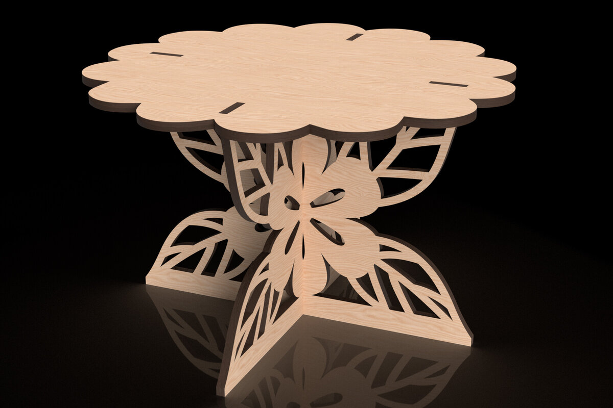 Σετ των 2 Intra απο ξύλο plywood  Χρώμα wenge 3mm-4mm πάχος - Floral Bloom Plant Pot Stand - Δίασταση 15x15 cm INTRAFABR-108472323