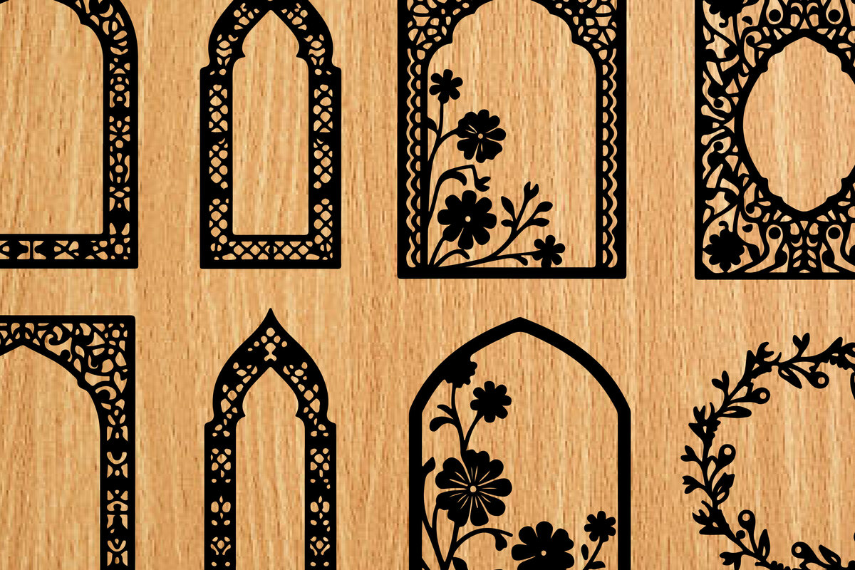 Σετ των 2 Intra απο ξύλο plywood  Χρώμα wenge 3mm-4mm πάχος - λέιζερ σελιδοδεικτών Floral Δίασταση 4x4 cm INTRAFABR-112411255