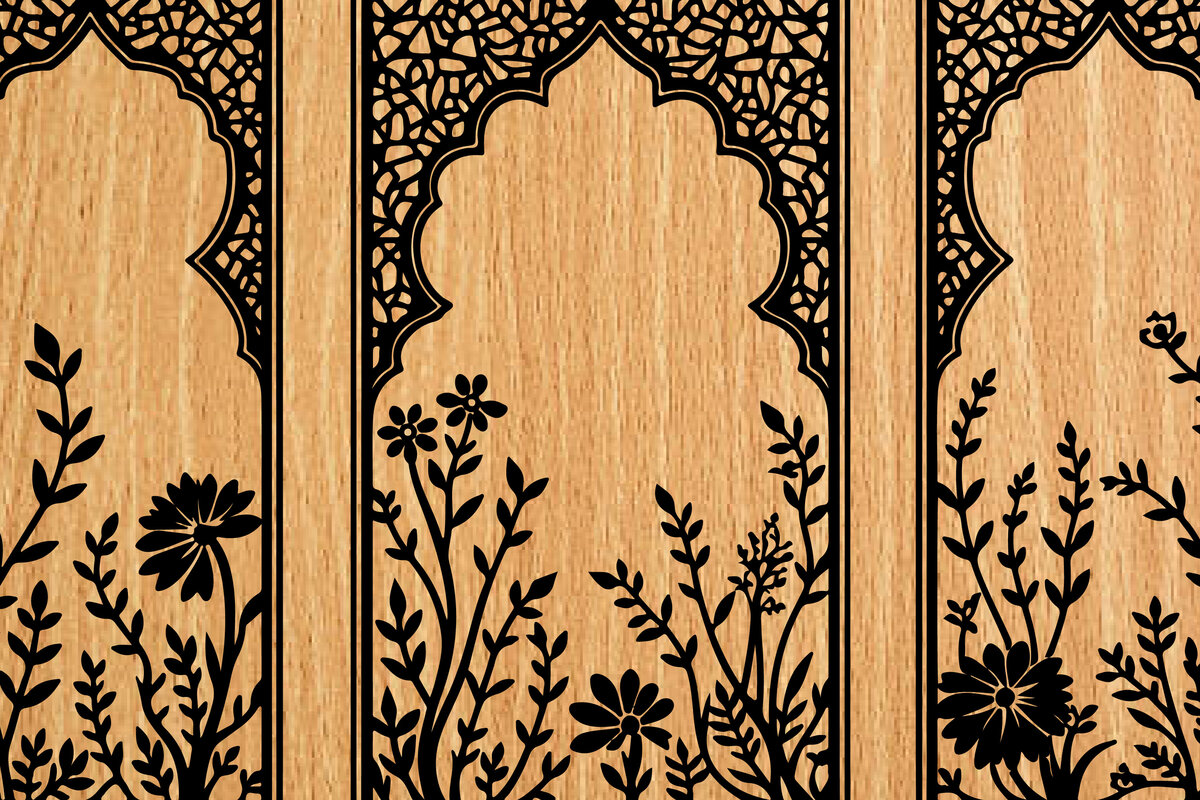 Σετ των 2 Intra απο ξύλο plywood  Χρώμα wenge 3mm-4mm πάχος - λέιζερ σελιδοδεικτών Floral Δίασταση 4x4 cm INTRAFABR-97000353