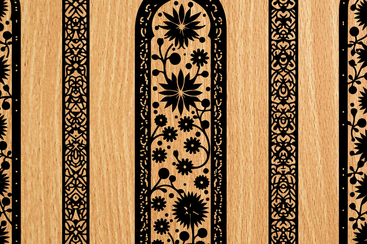 Σετ των 2 Intra απο ξύλο plywood  Χρώμα wenge 3mm-4mm πάχος - λέιζερ σελιδοδεικτών Floral Δίασταση 4x4 cm INTRAFABR-39554815