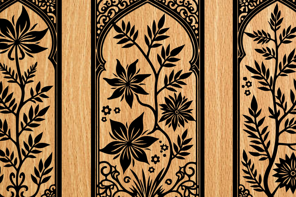 Σετ των 2 Intra απο ξύλο plywood  Χρώμα wenge 3mm-4mm πάχος - λέιζερ σελιδοδεικτών Floral Δίασταση 4x4 cm INTRAFABR-108551740