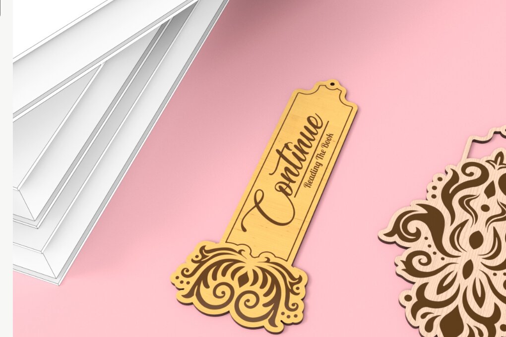 Σετ των 2 Intra απο ξύλο plywood  Χρώμα wenge 3mm-4mm πάχος - Floral σελιδοδείκτες, χαρτί, με λέιζερ Δίασταση 15x15 cm INTRAFABR-79628842