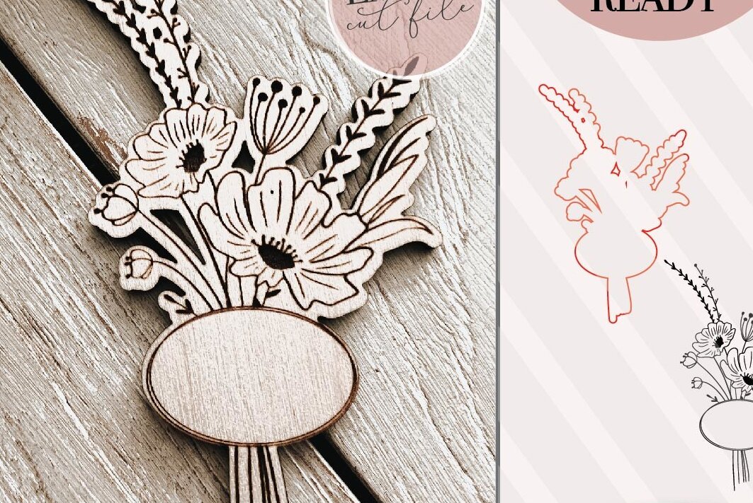 Σετ των 2 Intra απο ξύλο plywood  Χρώμα wenge 3mm-4mm πάχος - Ανθοδέσμη Δίασταση 6x6 cm INTRAFABR-107740215