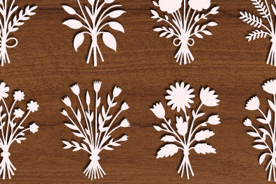 Σετ των 2 Intra απο ξύλο plywood  Χρώμα wenge 3mm-4mm πάχος - Floral Bouquet Cut Mega Bundle 1612 Δίασταση 20x20 cm INTRAFABR-43409876