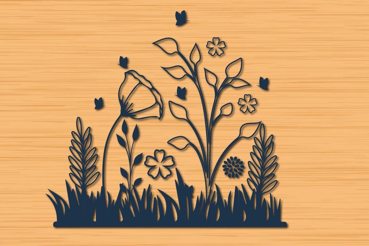 Intra απο ξύλο plywood  Χρώμα wenge 3mm-4mm πάχος - Floral Branch Δίασταση 30x20 cm INTRAFABR-78213823