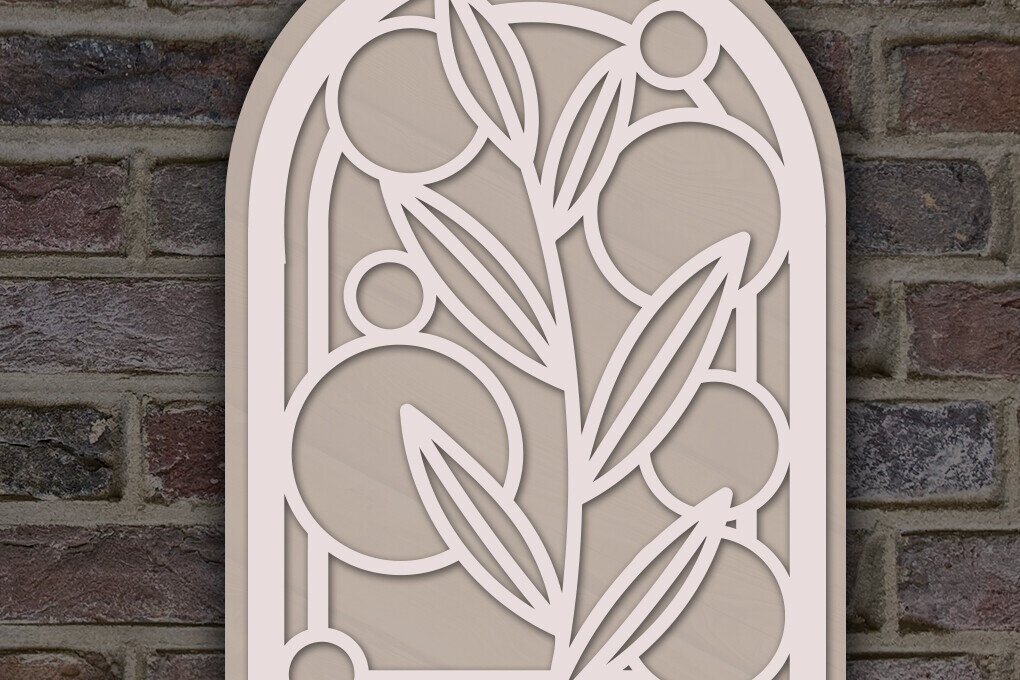 Σετ των 2 Intra απο ξύλο plywood  Χρώμα wenge 3mm-4mm πάχος - Floral Branches Layered Δίασταση 20x20 cm INTRAFABR-43352753