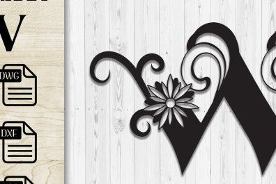 Intra απο ξύλο plywood  Χρώμα wenge 3mm-4mm πάχος - Floral Butterfly Alphabet W Δίασταση 30x20 cm INTRAFABR-97000396